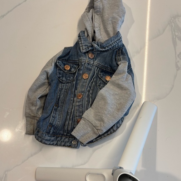 Little Bipsy Denim Jacket with Gray Hood - Picture 6 of 8